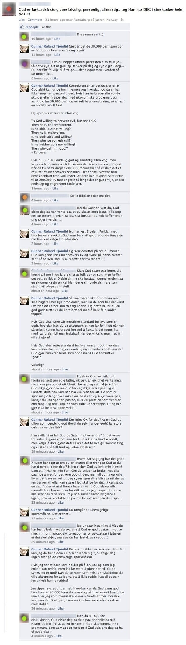 FB religionsdebatt sensurert